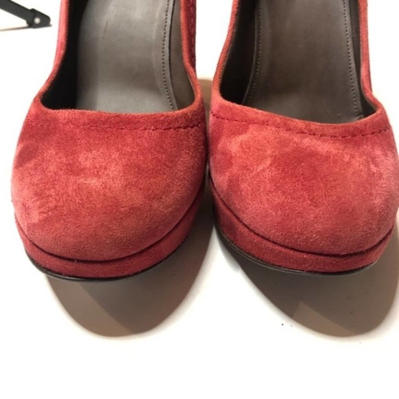 J. CREW Matte Muted Red Suede Leather Platform Heel Round Toe 8 Career Cocktail - Picture 2 of 8